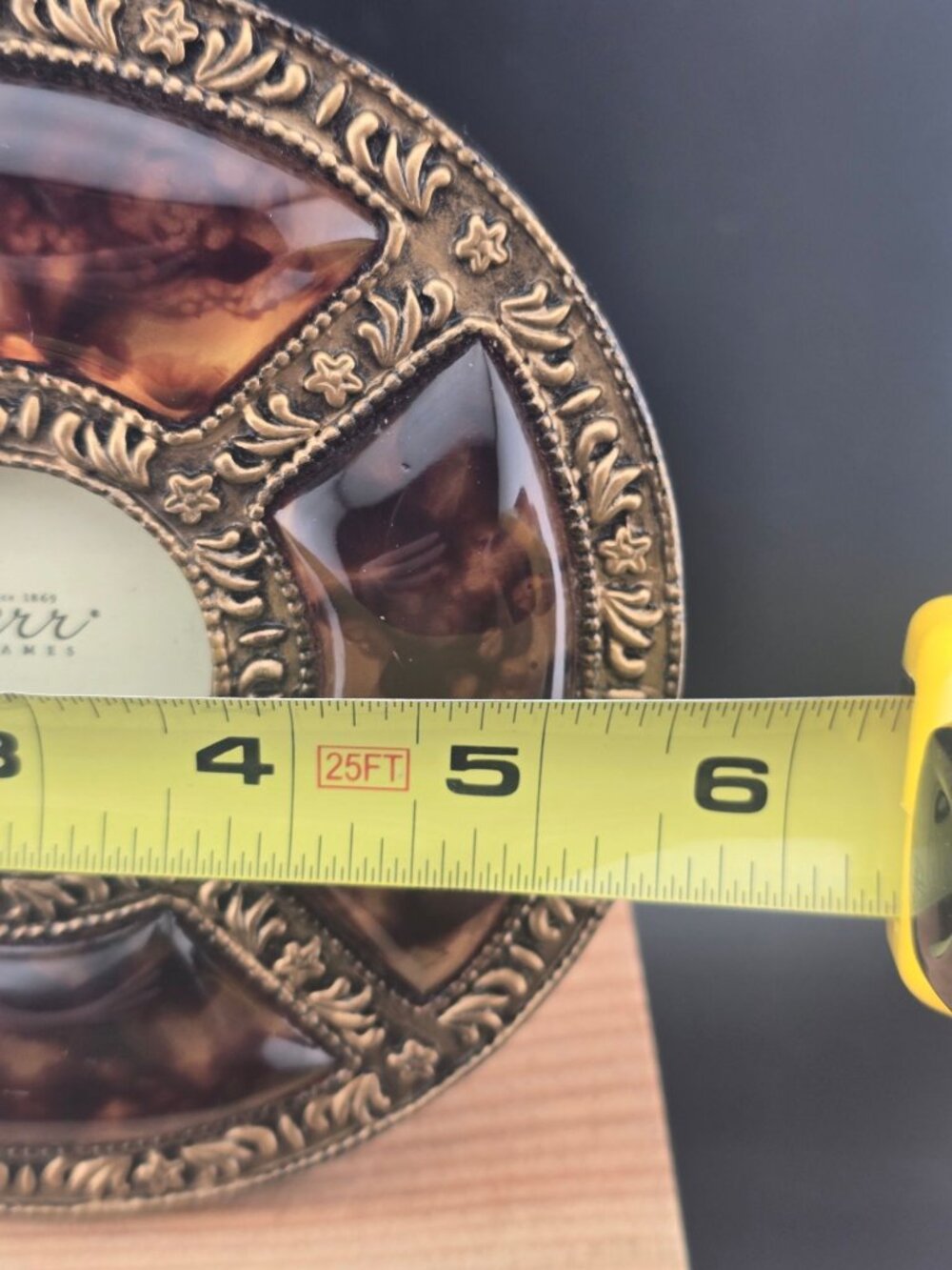 Carr 2x2 Round Faux Tortoiseshell & Gold Ornate Photo Frame - Picture 8 of 9